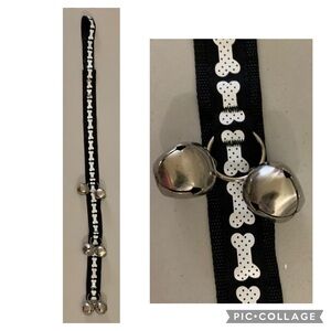 Top Paw Dog Puppy Potty Training Bells Door Hanger Black White Silver